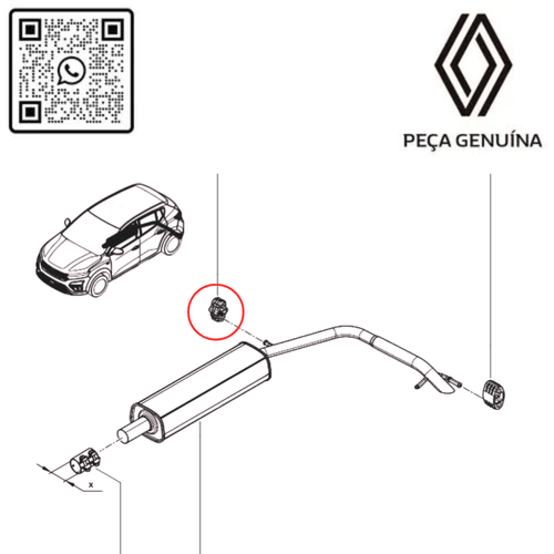 206511336R COXIM BORRACHA TRASEIRO ESCAPAMENTO 1.0 12V H5D KARDIAN  RN 11336R